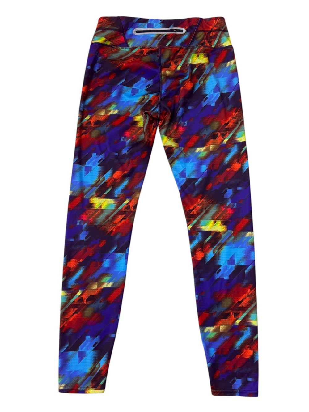 Athleta Pixel Print Running Leggings Medium Hidden Zip Pocket Colorful - Picture 3 of 6